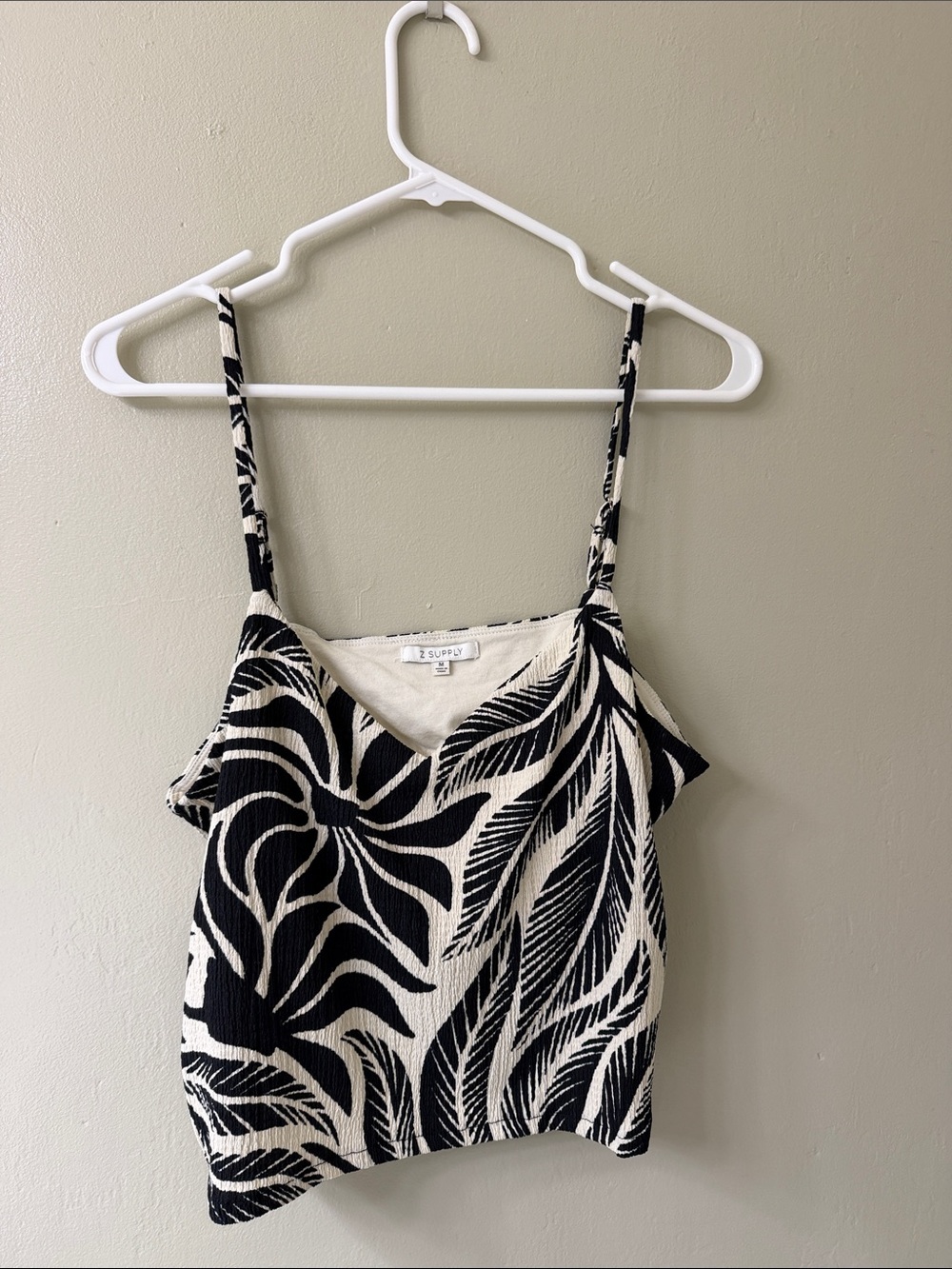Z Supply Black and Cream Tropical Leaf Cami